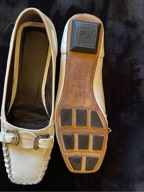 Fendi white Leather Buckle Loafers